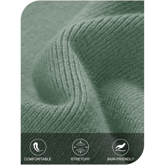 Merokeety Women's Dustygreen Off Shoulder Long Sleeve Elegant Bodycon Midi Dress - Picture 5 of 9